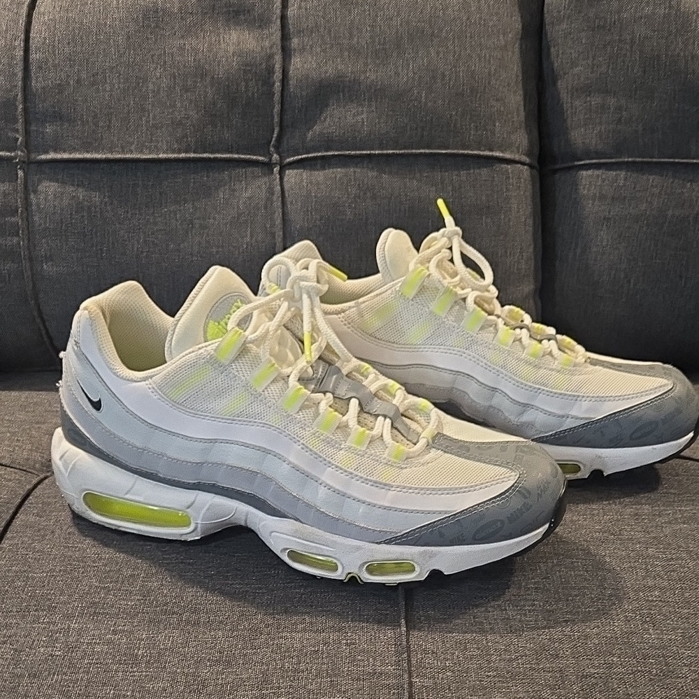 Nike Air Max 95 White and Gray with Neon Accents